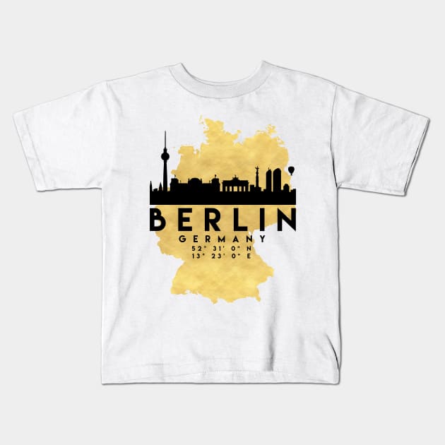 Berlin Germany Skyline Map Art Kids T-Shirt by deificusArt